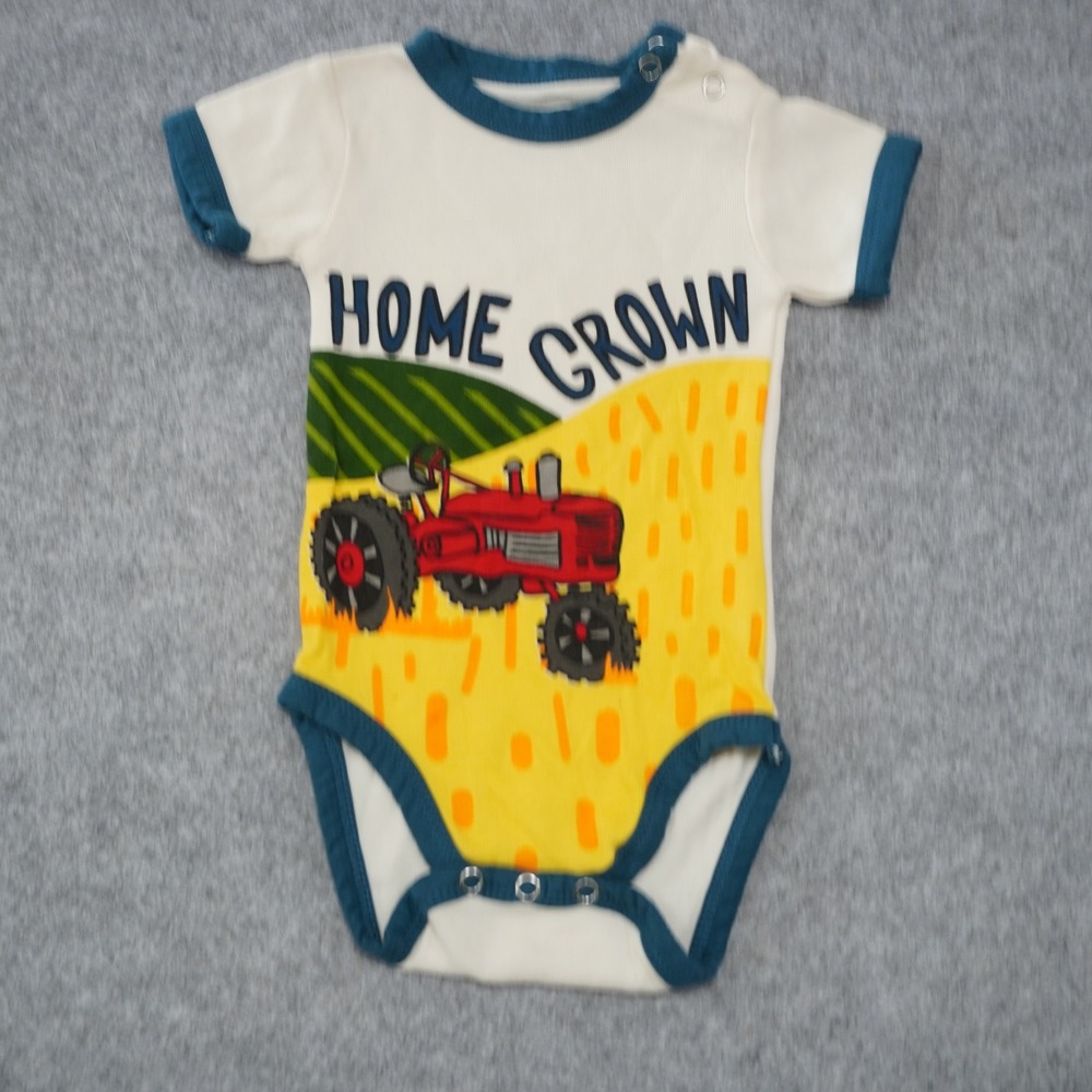 Lazy One 6M Bodysuit Baby Cream Home Grown Tractor Graphic Cotton Farmer Cute